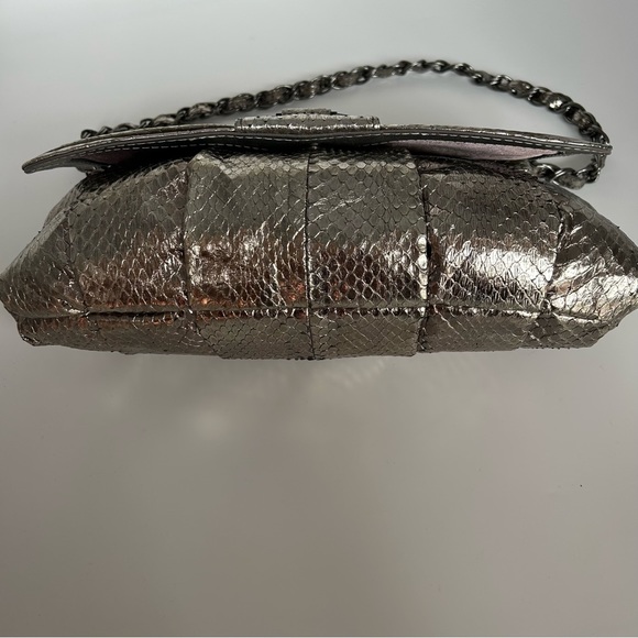 RAFE New York Shoulder Bag Chain Genuine Python Snake Skin Metallic Silver - Picture 10 of 17
